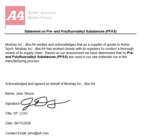 A4 Sportswear PFAS Statement